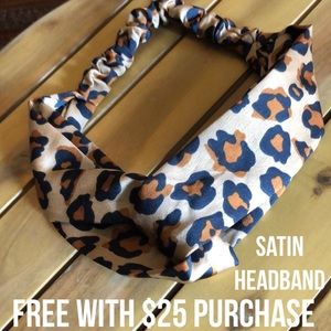 FREE WITH $25 PURCHASE-Satin Twist Front Elastic Headband-Cheetah Print
